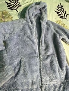 Fuzzy Blue Zip-Up Hoodie