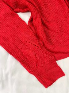 Shein Oversized Hot Red Knit Turtleneck Sweater B