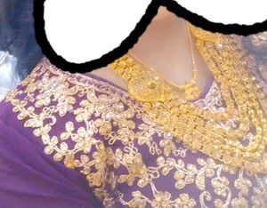 Beautiful Purple &amp; Gold Embroidered Anarkali