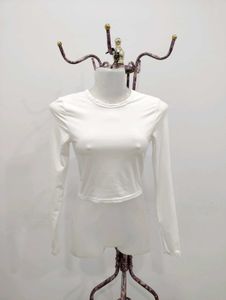 White Long Sleeve Crop Top