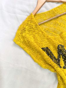 Pinterest Yellow Knit Top - &#39;Mrs&#39; Detail D