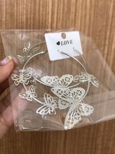 Dainty Butterfly Silver Hoop Earrings