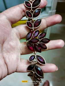 Glass Stone Necklace Red