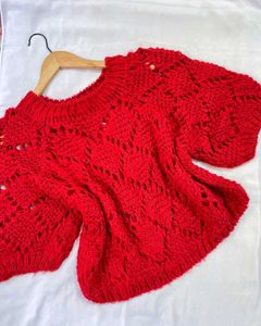 Pinterest Crochet Red Oversized Top