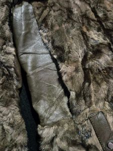 Crocodile Original Leather Faux Fur Brown Coat