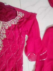 Red Embroidered Kurta Set