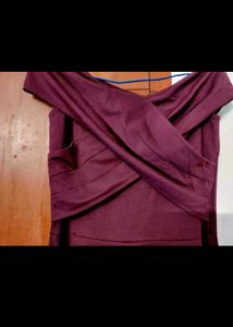 Athena Burgundy Off Shoulder Dress
