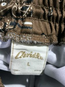 Unique Women&#39;s Bandana Print Brown Trousers