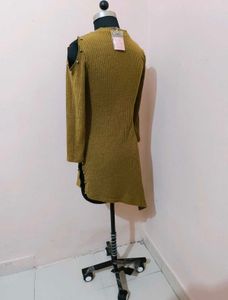 Wool Olive Cut Out Sleeve Dress 🔥