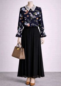 Floral Blouse with Lace Collar