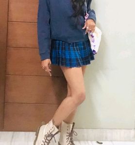 Very Cute Micromini Check Plated Skirt