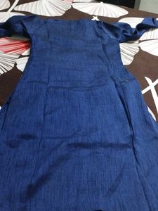 Embroidered Blue &amp; Gold Kurti