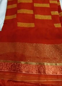 Elegant Red Floral Saree with Blouse