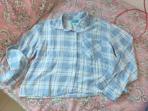 🩵Blue Check Cropped Shirt🩵