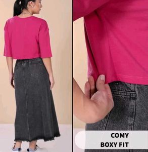 Drop Shoulder Pink Casual Top