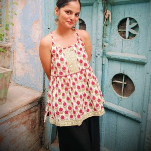 Floral Print Short Kurta