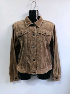 H&amp;M Women Brown Corduroy Trucker Jacket Si
