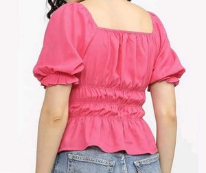 Pink Puff Sleeve Top