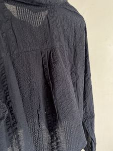 Black Cropped Button-Down Shirt