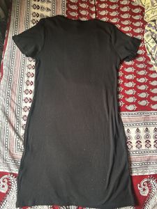 Black Ribbed T-Shirt Dress