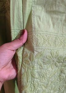 Lime Green Embroidered Kurti Set