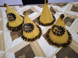 Birthday Caps -golden color with black and gold