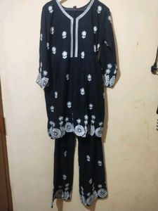 Black Embroidered Kurta Set