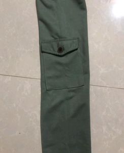 Light Green Cargos With Side Pockets.