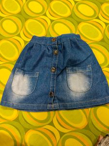 Orange Top With Denim Skirt