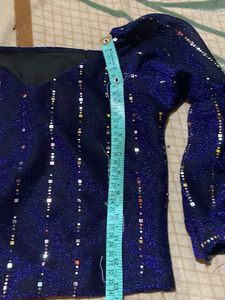 Sparkly Blue Blouse Top Conditions Tip To