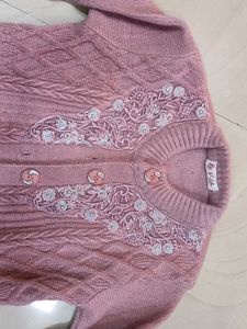Elegant Pink Knit Cardigan