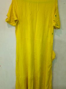 Yellow Green Thread Work Gown