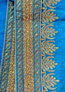 Elegant Blue Saree with stitched blouse