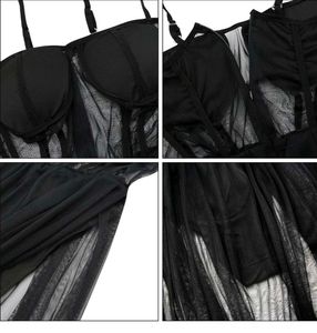 Sheer Black Corset Maxi Dress