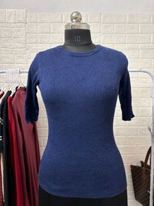 Navy Blue Ribbed Top