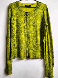 Green Animal Print Cardigan