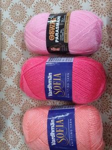 3 Shades Of Pink Knitting Yarn