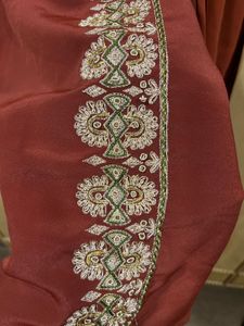 Rust maroon embroidered Kameez salwar suit