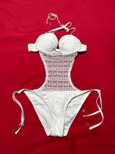 White Lace One-Piece Swimsuit