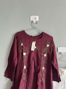 Maroon Embroidered Kurta Set