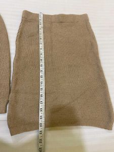 Brown Knit Top &amp; Skirt Set