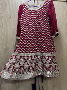 Maroon &amp; Silver Embellished Kurta