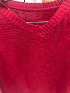 Red V-Neck Sweater