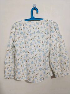 White Casual Printed Top