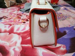 ALLEN SOLLY WHITE &amp; RED OPEN HAND CLUTCH Chic BAG