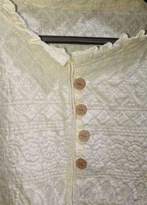 Vintage-Inspired Cream Lace Peplum Top