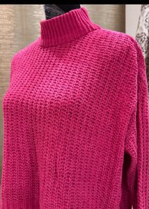 Pink High Neck Sweater