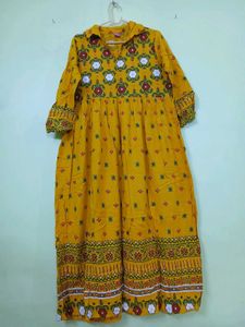 Yellow Embroidered Ethnic Dress