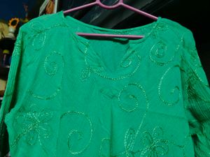 Elegant Sea-Green Embroidered Kurta