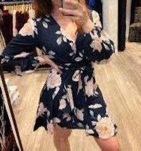 Chic Floral Wrap Mini Dress - Navy & Blush